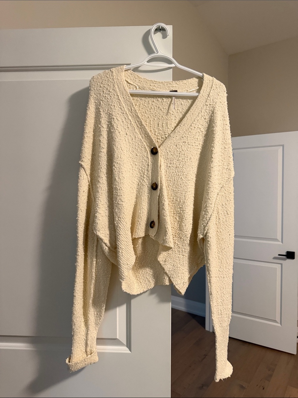 Free People Cream Button-Up Cardi